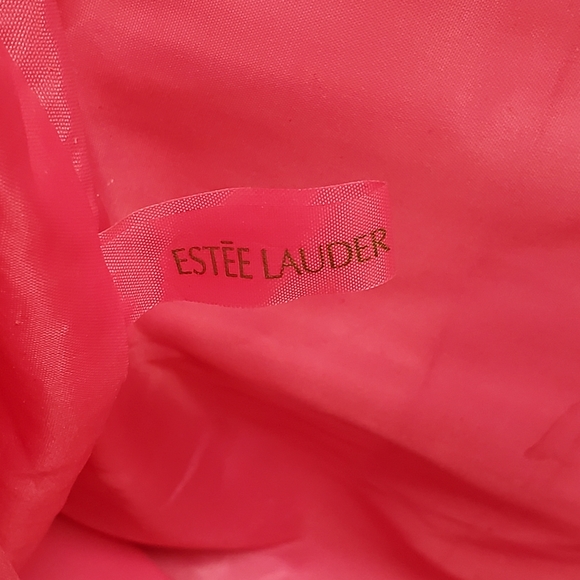 Estee Lauder Medium Tote Bag Stripe Blue White Navy Lined Pink Polyester Canvas - Picture 5 of 10